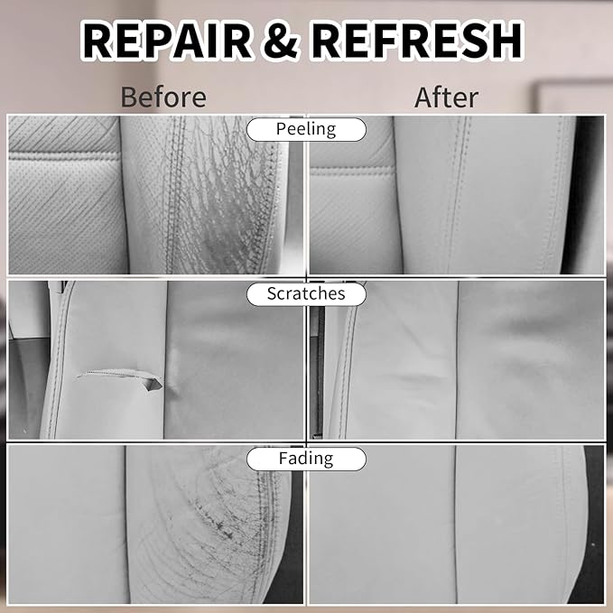 Leather Recoloring Balm,8.5oz Leather Color Restorer,Gray Leather Repair kit for Furniture and Car Interior,Leather Couch Scr