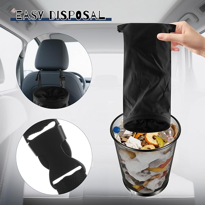 6 Pcs Car Trash Bags Hanging Back Seat Garbage Bag Washable Detachable for Car Outdoor Traveling Home Use