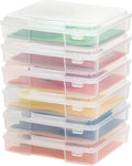 IRIS USA Board Game Storage Craft Organizer Box with Snap-Tight Latch Lid, 6-Pack Portable Plastic Case Bin for Puzzles, Maga