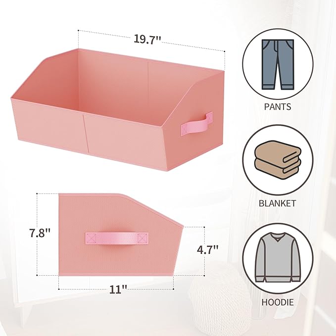 Homsorout Storage Bins for Shelves - Large Trapezoid Closet Shelf Organizer, Fabric Organization Bins with Handles, Storage B