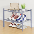 Smiry Shoe Rack, 2 Tier Small Bamboo Shoe Organizer, Stackable Free Standing Wooden Shoe Storage Shelf for Closet, Entryway, 
