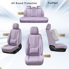 Coverado Seat Covers Full Set, Purple Car Seat Covers, Waterproof Car Seat Cover with Lumbar Support, Leather Car Seat Cushio