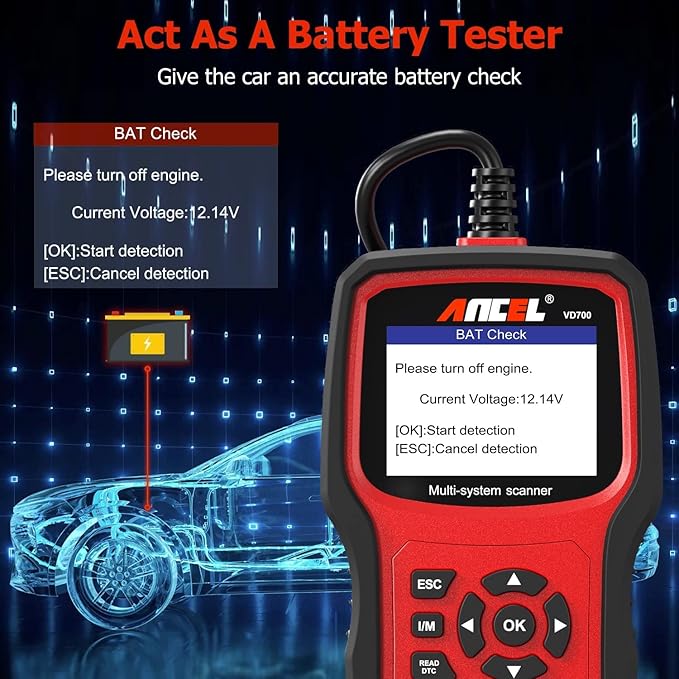 ANCEL VD700 OBD2 Diagnostic Code Reader Scan Tool Fit for Volkswagen Audi VW Skoda Seat, All Functions OBD11 Scanner for VAG