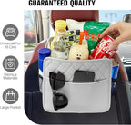 LXUNYI Car Seat Organizer, Updated Large Leather Backseat Car Organizer with Cup Holders Multifunctional Over the Car Seat Storage Organizer Bag Hanging Car Seat Back Organizers for Kids (Gray 2Pack)