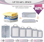 Ultralight Compression Packing Cubes for Suitcases Carry on，Compressible Mesh Packing Cubes for Travel Women Travel Essential