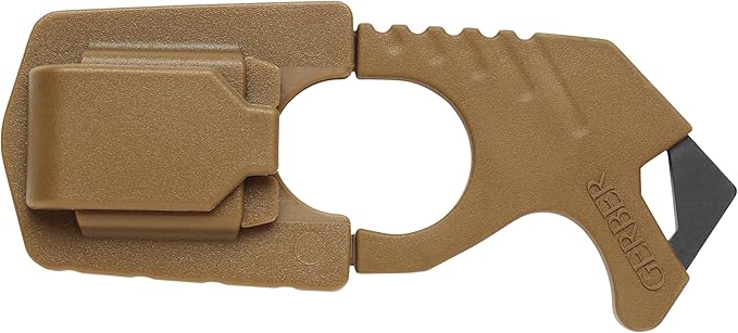 Gerber Gear Seatbelt Strap Cutter Escape Tool with Lanyard Hole and Glass Breaker, Made in USA, Coyote Brown, 5 x 2.5 x 1 inc