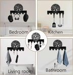 Tree of Life Key Holder Black Key Holder Wall Mount 11.8 x 7.5 Inch Botanical Theme Wooden Keychain Hanger Organizer Rack wit