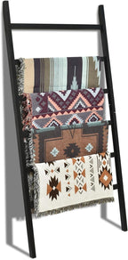 FUIN Extra Wide 6.4ft Wooden Blanket Ladder Living Room Decorative Wal Leaning Farmhouse Quilt Display Holder Rustic Wood Tow