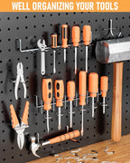 INCLY 1/4" Pegboard Hooks Set for Hanging, 206PCS Heavy Duty Peg Board Hooks & Hangers Only Fit 1/4 Inch Pegboard for Tools C