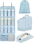 BAGSMART Hanging Compression Packing Cubes for Closet Organizers And Storage, 6 Set Suitcase Organizer Bags Set, Cruise Trave