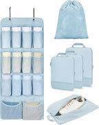 BAGSMART Hanging Compression Packing Cubes for Closet Organizers And Storage, 6 Set Suitcase Organizer Bags Set, Cruise Trave