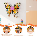 Orange Butterfly Tonie Shelf for Tonie and Box - Magnetic Wooden Floating Shelf for Figure Storage,Cute Tonie Wall Shelf for 