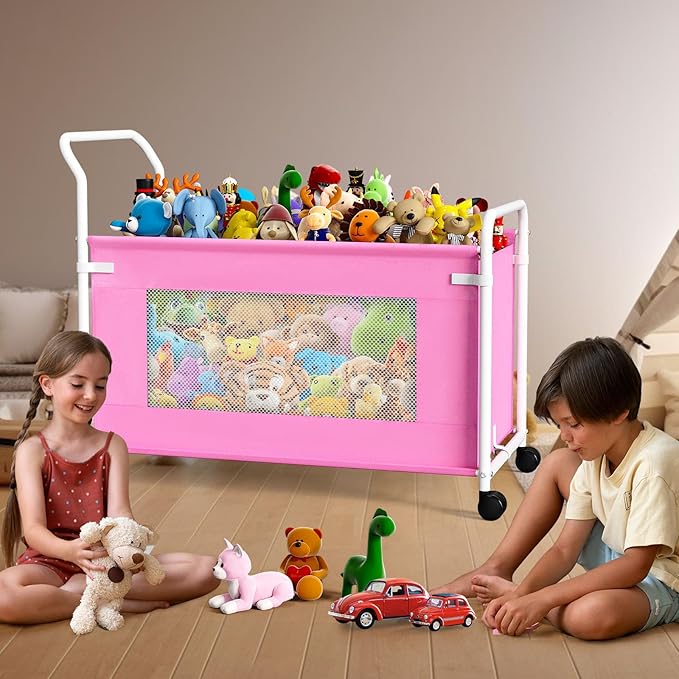 KEEGH Extra Large Toy Box for Kids with 360° Rotating Wheels, Heavy Duty Toy Chest for Boys and Girls, Toy Storage Organizer 