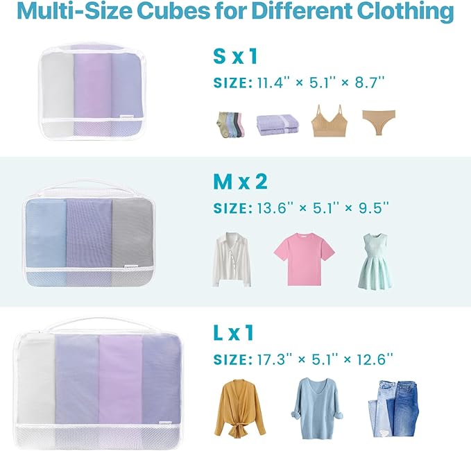 Cambond Mesh Packing Cubes for Travel Women - Lightweight Travel Bags Luggage Packing Organizer Travel Cubes for Suitcase wit