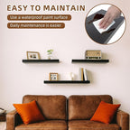 Floating Shelves for Wall, 23.6 inch Long Set of 3 Wood Rustic Wall Mounted Shelves, Display Shelf with Invisible Heavy, Larg