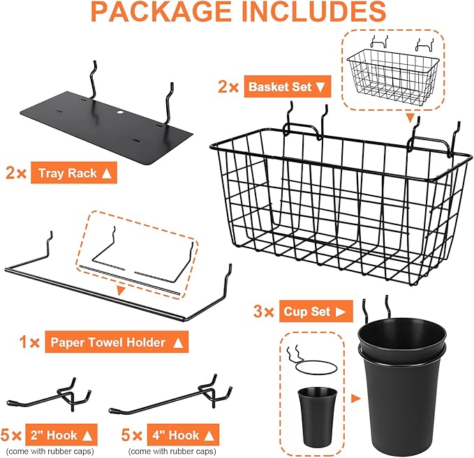 G.CORE Pegboard Organizer Accessories 18 Pack, Peg Board Hooks Assortment Organizer Accessory, Various Tools Storage Arrange 
