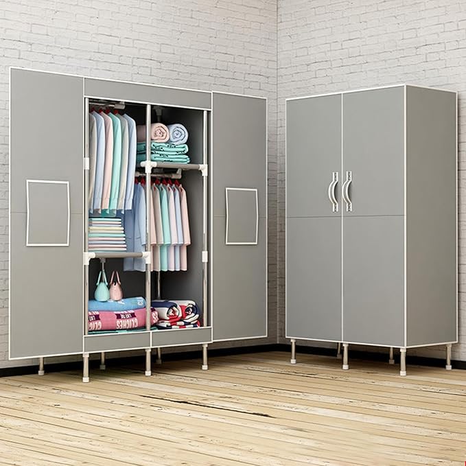 Portable Closet Clothes Organizer 34in Simple Non-Woven Fabric Wardrobe Closet Multi-Functional Clothes Storage Cabinet with 