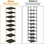 LUCKNOCK Vertical Shoe Rack, 8-Tier Tall Narrow Shoe Organizer for Entryway, Closet, Dorm & Small Spaces, Freestanding Wooden