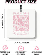Pink Christian Car Air Freshener 4 Pcs, Girly Pink Bow Floral Religious Hanging Air Freshener for Cars Closet Drawer Books, C