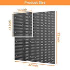 TORACK 4 PCS 16 x16 in Pegboard Panels for Wall Garage Tools Organizer Pegboard for Workbench, Modular Peg Board Tool Board(P