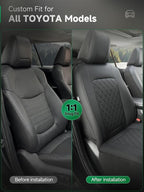 GIANT PANDA 2PCS Front Car Seat Cover for Toyota Rav4 Camry Highlander Corolla Prius Corolla Cross Venza Avalon, Faux Leather