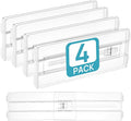 Vtopmart 4 Pack Drawer Dividers for Clothes, 4" High 10.2"-16.5" Adjustable Expandable Dresser Drawer Organizer, Clear Plasti