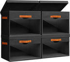 Homsorout Large Storage Bins with Lids - 4 Pack Foldable Decorative Organizers with Clear Windows & Handles, Cube Storage Org