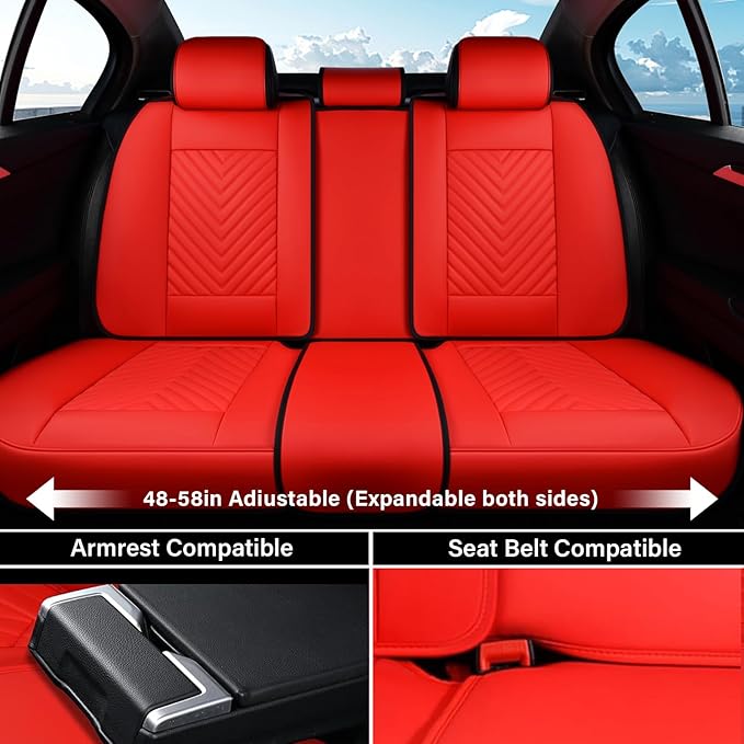 Coverado Car Seat Covers, Leatherette Seat Covers Full Set, Luxury Automotive Seat Covers Protector Cover Seat Universal Fit 