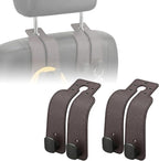 Headrest Hooks for Car - Car Seat Back Organizer Storage Hook, Auto Hooks Organizer for Handbag Purse Coat Bags, Leather Purse Holder for Car (Brown)