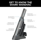 Shark WV201 WANDVAC Handheld Vacuum, Lightweight at 1.4 Pounds with Powerful Suction, Charging Dock, Single Touch Empty and D