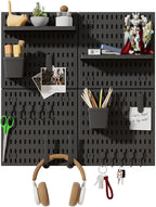 SHGJ&SOFT Peg Board Wall Organizer Panels, 22pcs - Includes 4 Black Pegboards & Accessories, Plastic Pegboard for Home，Office