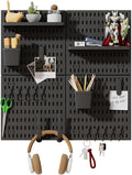 SHGJ&SOFT Peg Board Wall Organizer Panels, 22pcs - Includes 4 Black Pegboards & Accessories, Plastic Pegboard for Home，Office