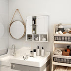 TaoHFE White Bathroom Wall Cabinet with 2 Door Adjustable Shelves,Over The Toilet Storage White Wall Mounted Medicine Cabinet