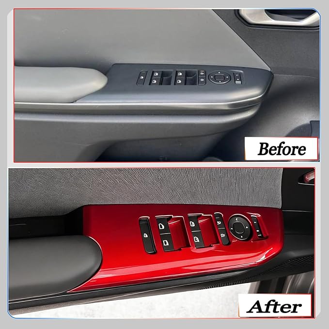 Window Control Panel Cover,for Kia K4 2024 2025 2026, Door Panel Cover,Power Windows Trim - Wine Red Protective Accessories