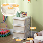 Qaba 3 Tier Kids Storage Unit, Toy Organizers and Storage with 3 Drawer Chest for Kids Bedroom Nursery Kindergarten Living Ro