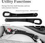Car Seat Gap Filler 2 Pack with Organizer Hook & Emergency Glass Breaker Prevent Small Items & Tools from Falling Ultimate Seat Side Gap Fits Cars, SUVs, Trucks & Sedans