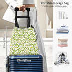 Car Trash Bag Large Hanging Can for Back of Seat, Cute Waterproof Car Garbage Bag for Vehicle, Travelling, Outdoor Cute Green White Flower