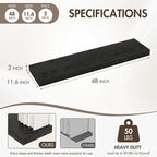 48 Inch Floating Shelves, 12" Deep Floating Shelf Wall Mounted, 48" Wall Shelves, Rustic Deep Bookshelf, Extra Deeper & Thick