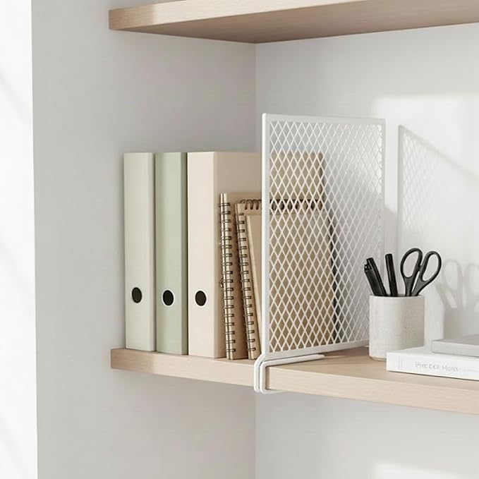 Nexu 6-Pack Metal Mesh Shelf Dividers for Closet Organization, Ultra-Stable Under-Shelf Hook Design, Matte Non-Slip Heavy Dut