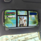 Palm Tree Beach Car Sun Visor Organizer with Multi-Pocket Car Sun Visor Storage Bag Easy to Store and Install Universal Fit for Most Cars SUV
