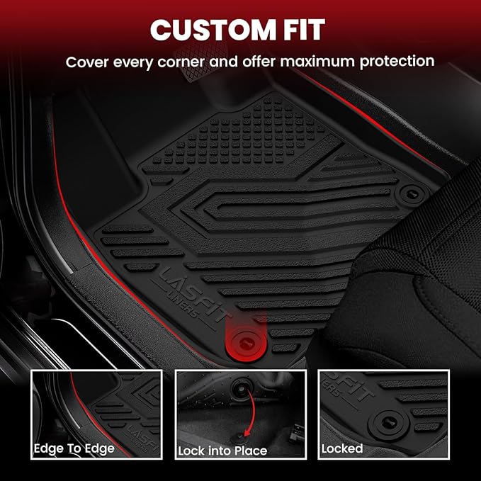 LASFIT Floor Mats for Honda HRV 2026 2025 2024 2023 Sport/LX/EX-L (Gasoline & Hybrid) & for Acura ADX 2025-2026, All Weather TPE Custom Fit HR-V Odorless Anti-Slip Floor Liner, 1st & 2nd Row, Black
