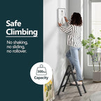 WOA WOA Step Ladder, Folding Step Stool with Widening Pedals, Portable Lightweight Home Ladder, Kitchen Stepladder, Easy to S
