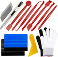 Umaki Automotive Vinyl Wraps Tools Tint Film Kit with 2 Pairs Vinyl Wrap Gloves, 4inch Felt Squeegee, Scraper, Edge Trimmer, Black Utility Vinyl Knife