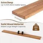Floating Shelves for Wall Decor, 8" Deep Rustic Solid Elm Wood Floating Shelves Wall Mounted, Wall Shelves with Invisible Bra