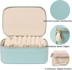 VLANDO Travel Jewelry Box Organizer – Portable PU Leather Jewelry Case with 6/8/12 Zippered Pouches, Compact Storage for Earr