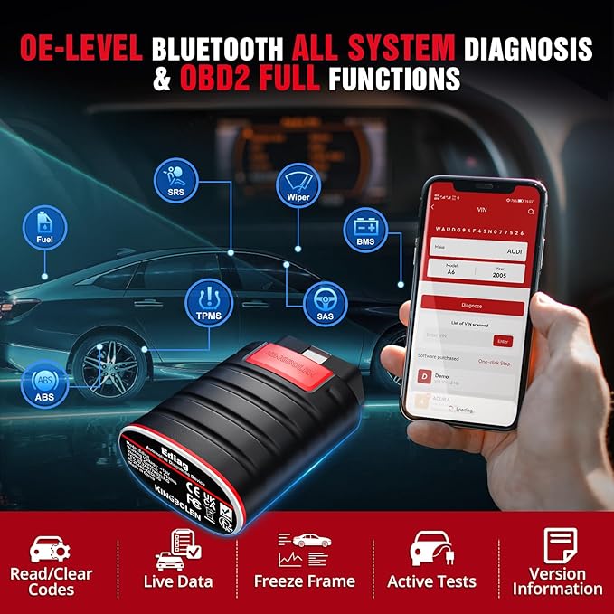 KINGBOLEN Ediag OBD2 Scanner Bluetooth, Bidirectional Scanner All System Diagnostic Tool for iOS & Android, Active Test,15+