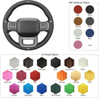 MEWANT Steering Wheel Covers for Ford F-150 2021-2023 / F-150 Lightning 2022-2023 Hand-Stitched F150 Steering Wheel Wrap