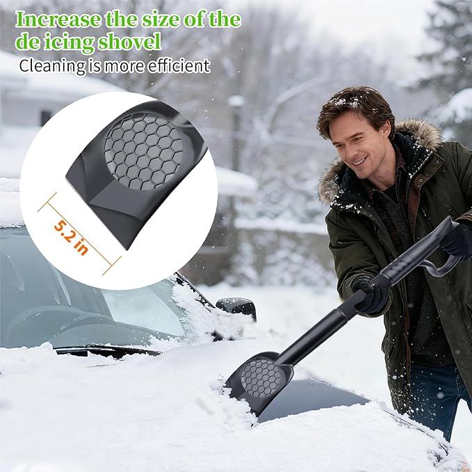25.8'' Larger Ice Scrapers for Car Windshield | Dang Near Indestructible Ice from Scrape Frost and Ice |3-in-1 Emergency Snow Shovel | Detachable Remover with Foam Grip for Small Cars, Trucks, SUVs