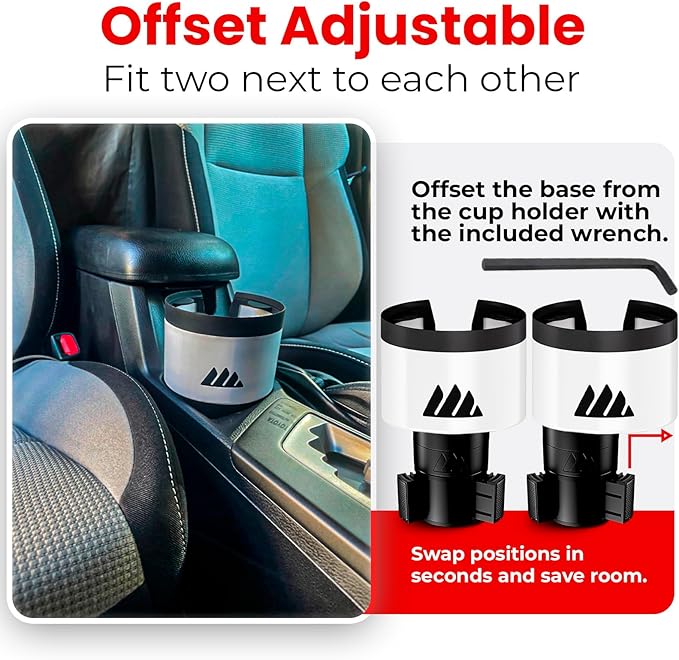 Integral Ultimate Expander Car Cup Holder - Adjustable Base - Expander & Organizer for Vehicles - Compatible with Coffee Mug,