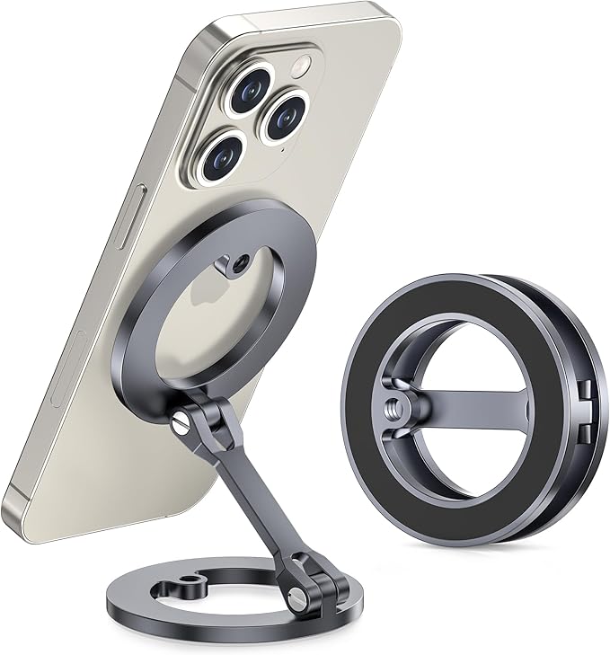 Itramax Magnetic Phone Holder for Gym,Double Ring Magnetic Gym Phone Stand,360° Adjustable Cell-Phone Mount for iPhone 17 Air 16 15 14 13 12 Pro Max,Mag/Safe Case,Metal Surfaces,Alloy Base,Golf Cart